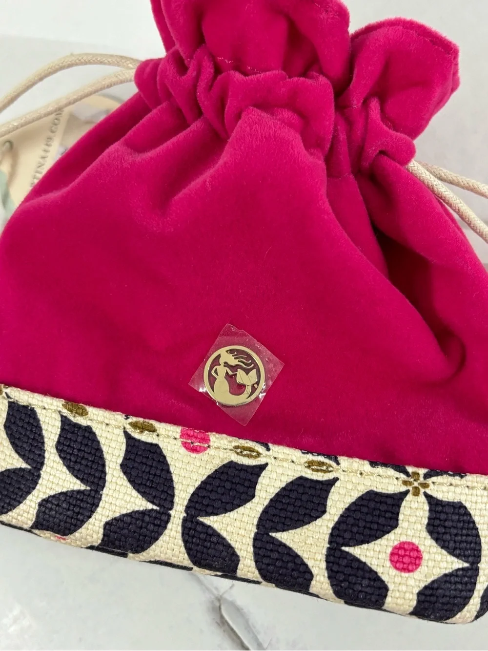 Spartina 449 Pink Preppy Drawstring Jewelry Pouch NWT
